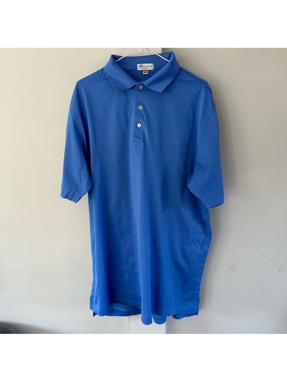 PETER MILLAR "CROWN EASE" PERFORMANCE GOLF POLO SKY BLUE MENS SIZE LARGE